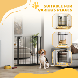 PawHut Adjustable Metal Dog Gate, Safety Barrier for Pets, 74-80cm Wide, Easy Installation, Black - Aosom UK - thumbnail 8