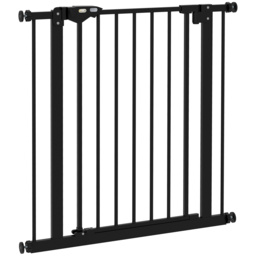 PawHut Adjustable Metal Dog Gate, Safety Barrier for Pets, 74-80cm Wide, Easy Installation, Black - Aosom UK