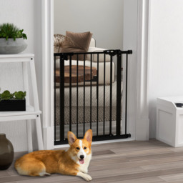 PawHut Adjustable Metal Dog Gate, Safety Barrier for Pets, 74-80cm Wide, Easy Installation, Black - Aosom UK - thumbnail 2