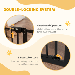 PawHut Adjustable Metal Dog Gate, Safety Barrier for Pets, 74-80cm Wide, Easy Installation, Black - Aosom UK - thumbnail 6