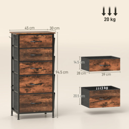 HOMCOM Chest of Five Fabric Drawers - Rustic Brown - thumbnail 3