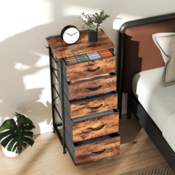 HOMCOM Chest of Five Fabric Drawers - Rustic Brown - thumbnail 8