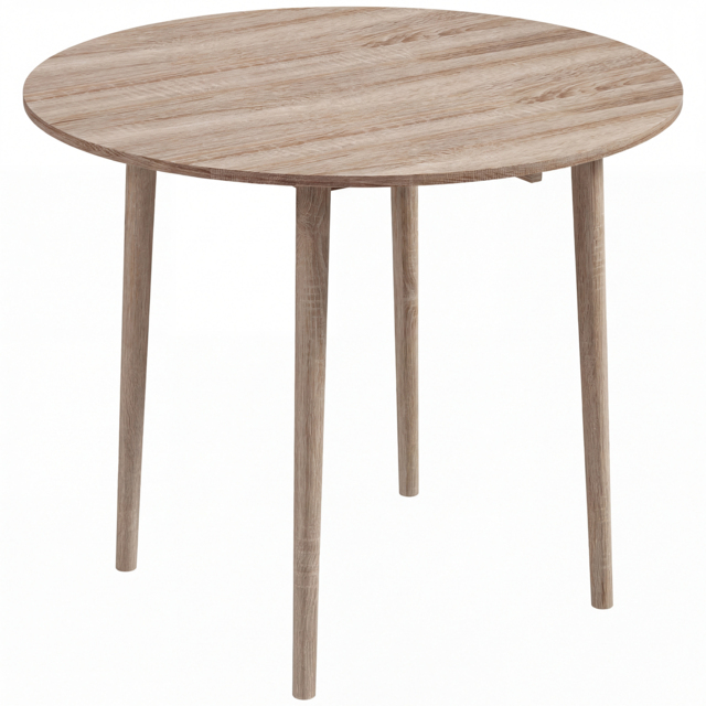 HOMCOM Round Wood Dining Table for 4-person, Folding Kitchen Table with Wood Legs for Dining Room, Drop Leaf Dining Table, Natural - Aosom UK - image 1