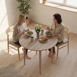 HOMCOM Round Wood Dining Table for 4-person, Folding Kitchen Table with Wood Legs for Dining Room, Drop Leaf Dining Table, Natural - Aosom UK - thumbnail 8