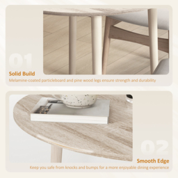 HOMCOM Round Wood Dining Table for 4-person, Folding Kitchen Table with Wood Legs for Dining Room, Drop Leaf Dining Table, Natural - Aosom UK - thumbnail 6
