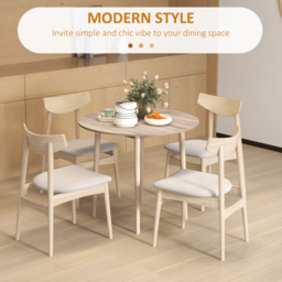 HOMCOM Round Wood Dining Table for 4-person, Folding Kitchen Table with Wood Legs for Dining Room, Drop Leaf Dining Table, Natural - Aosom UK - thumbnail 5