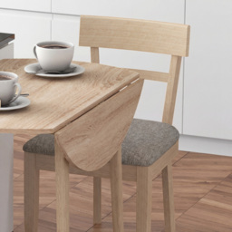 HOMCOM Round Wood Dining Table for 4-person, Folding Kitchen Table with Wood Legs for Dining Room, Drop Leaf Dining Table, Natural - Aosom UK - thumbnail 9