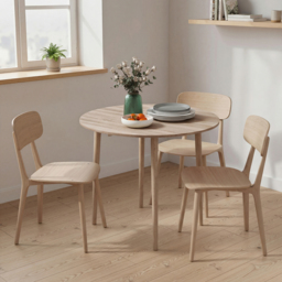 HOMCOM Round Wood Dining Table for 4-person, Folding Kitchen Table with Wood Legs for Dining Room, Drop Leaf Dining Table, Natural - Aosom UK - thumbnail 7