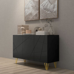 HOMCOM Modern Luxe High Gloss Sideboard, with Hairpin Legs - White - Aosom UK - thumbnail 7