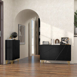 HOMCOM Modern Luxe High Gloss Sideboard, with Hairpin Legs - White - Aosom UK - thumbnail 8