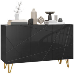 HOMCOM Modern Luxe High Gloss Sideboard, with Hairpin Legs - White - Aosom UK