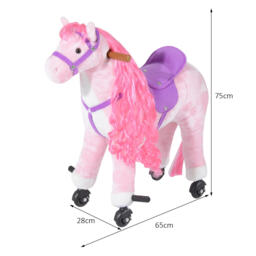 HOMCOM Kids Plush Ride On Walking Horse W/Sound-Pink - thumbnail 3