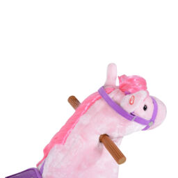 HOMCOM Kids Plush Ride On Walking Horse W/Sound-Pink - thumbnail 9