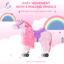 HOMCOM Kids Plush Ride On Walking Horse W/Sound-Pink - thumbnail 5