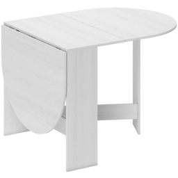 HOMCOM Folding Dining Table, Drop Leaf Table for Small Spaces, Oval Tabletop for Dining Room, Ash Wood-Effect - thumbnail 1