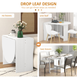 HOMCOM Folding Dining Table, Drop Leaf Table for Small Spaces, Oval Tabletop for Dining Room, Ash Wood-Effect - thumbnail 4