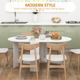 HOMCOM Folding Dining Table, Drop Leaf Table for Small Spaces, Oval Tabletop for Dining Room, Ash Wood-Effect - thumbnail 5