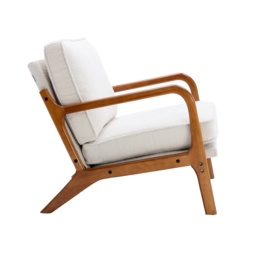 Mid-Century Modern Accent Chair with Solid Wood Frame and Soft Cushion, Comfy Armchair for Living Room, Ergonomic Design, 65x80x76cm, Beige - Aosom.UK - thumbnail 8