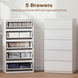 HOMCOM Chest of Drawers, 5-Drawer Storage Cabinets, Modern Dresser, Storage Drawer Unit for Bedroom - thumbnail 4