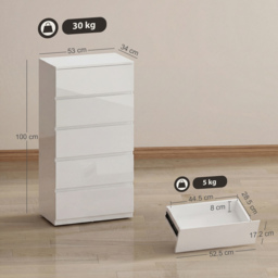 HOMCOM Chest of Drawers, 5-Drawer Storage Cabinets, Modern Dresser, Storage Drawer Unit for Bedroom - thumbnail 3