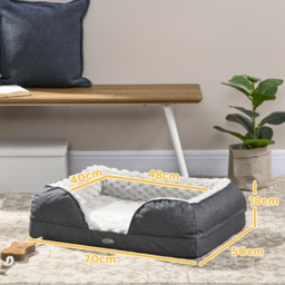 PawHut Calming Dog Bed Pet Mattress w/ Removable Cover, Anti-Slip Bottom, for Small Dogs, 70L x 50W x 18Hcm - Charcoal Grey - Aosom UK - thumbnail 3