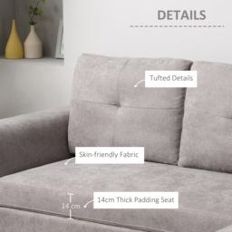 HOMCOM 3 Seater Sofa Bed, Pull Out Sofa Bed with Larger Bed Size & Thicker Cushion Padding, Corner Sofa Bed with Storage, Light Grey - Aosom UK - thumbnail 5