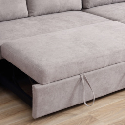 HOMCOM 3 Seater Sofa Bed, Pull Out Sofa Bed with Larger Bed Size & Thicker Cushion Padding, Corner Sofa Bed with Storage, Light Grey - Aosom UK - thumbnail 9