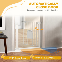 PawHut 75-82cm Pet Safety Gate with Double Locking, Pressure Fit Stair with Cat Flat for Doorways, Hallways, White - Aosom UK - thumbnail 5