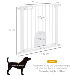 PawHut 75-82cm Pet Safety Gate with Double Locking, Pressure Fit Stair with Cat Flat for Doorways, Hallways, White - Aosom UK - thumbnail 3