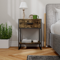 HOMCOM Modern Bedside Table - Rustic Brown - thumbnail 9