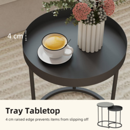 HOMCOM Round Nesting Side Table Set of 2 - Grey - thumbnail 5