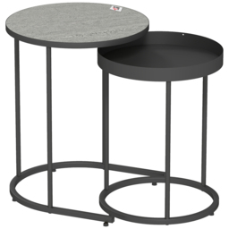 HOMCOM Round Nesting Side Table Set of 2 - Grey - thumbnail 1