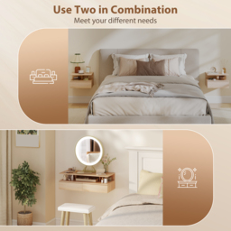 HOMCOM Set of Two Floating Bedside Tables - Oak - thumbnail 6