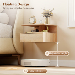 HOMCOM Set of Two Floating Bedside Tables - Oak - thumbnail 5