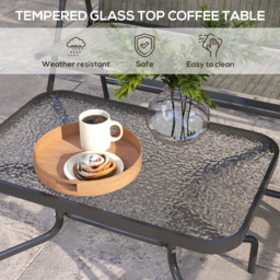 Outsunny Breathable Mesh Patio Set: Foldable Armchairs, Loveseat & Glass Table, Earthy Brown - Aosom UK - thumbnail 6