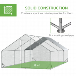 PawHut Chicken Run with Activity Shelf and Cover, Walk-In Coop for Outdoor Use, 3 x 6 x 2m - Aosom UK - thumbnail 4