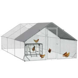 PawHut Chicken Run with Activity Shelf and Cover, Walk-In Coop for Outdoor Use, 3 x 6 x 2m - Aosom UK