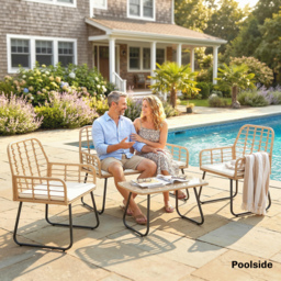 Outsunny 4 Piece Rattan Garden Furniture Set, Outdoor Patio Furniture with Loveseat, Armchairs and Coffee Table - thumbnail 9