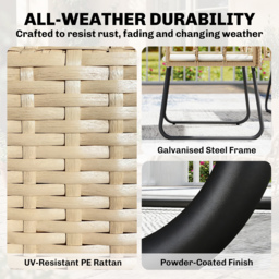 Outsunny 4 Piece Rattan Garden Furniture Set, Outdoor Patio Furniture with Loveseat, Armchairs and Coffee Table - thumbnail 5