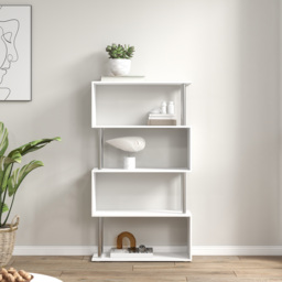 HOMCOM Wooden S Shape Bookcase Bookshelf Dividers Storage Display Unit White - Aosom UK - thumbnail 8