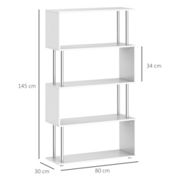 HOMCOM Wooden S Shape Bookcase Bookshelf Dividers Storage Display Unit White - Aosom UK - thumbnail 3