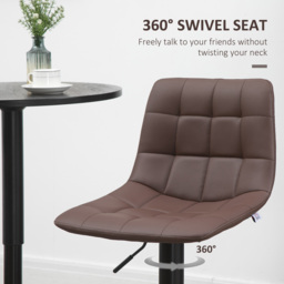 HOMCOM Adjustable Bar Chair Set of 2, Counter Height Bar Stools Dining Chairs 360° Swivel with Footrest for Home Pub and Kitchen, Brown - Aosom UK - thumbnail 4