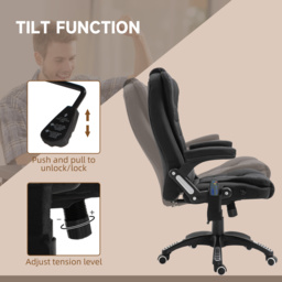 Vinsetto Massage Office Chair w/ 6 Heated Vibration Points, Executive Office Chair with Scratch Resistant Fabric, 360° Swivel Wheels, Black - Aosom UK - thumbnail 6