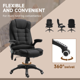 Vinsetto Massage Office Chair w/ 6 Heated Vibration Points, Executive Office Chair with Scratch Resistant Fabric, 360° Swivel Wheels, Black - Aosom UK - thumbnail 8