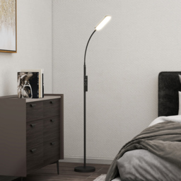 HOMCOM LED Floor Lamp, Standing Lamp with Remote & Touch Control, Stepless Dimmable Colours Temperature & Brightness, 360° Adjustable Gooseneck, 1 Hour Timer, Memory Function for Living Room, Black - thumbnail 2
