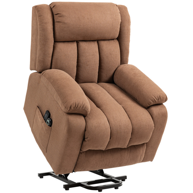 HOMCOM Power Lift Recliner Chair with Massage, Overstuffed Lift Chair for Elderly with Footrest, Remote and Side Pocket, Brown - image 1
