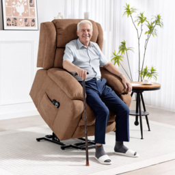 HOMCOM Power Lift Recliner Chair with Massage, Overstuffed Lift Chair for Elderly with Footrest, Remote and Side Pocket, Brown - thumbnail 2