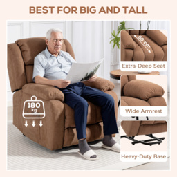 HOMCOM Power Lift Recliner Chair with Massage, Overstuffed Lift Chair for Elderly with Footrest, Remote and Side Pocket, Brown - thumbnail 7