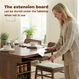 HOMCOM Extendable Dining Table for 4-6 People, 110-130cm Kitchen Table with 6 Open Shelves, Walnut Brown - thumbnail 7