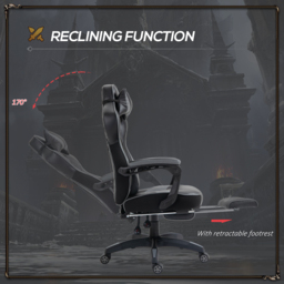 Vinsetto Ergonomic Racing Gaming Chair Office Desk Chair Adjustable Height Recliner w/ Wheels Lumbar Support Retractable Footrest Office - Aosom UK - thumbnail 5